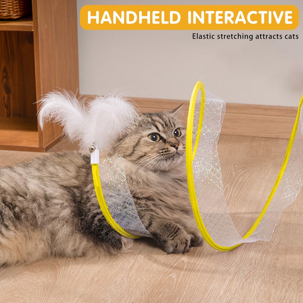 Qpets® Cat Tunnel for Indoor Cats, Elastic Spring Tunnel CatPlaying Toys with Feather Tail, Teaser Toy for Cat, Small Pet Qpets® Cat Tunnel for Indoor Cats, Elastic Spring Tunnel CatPlaying Toys with Feather Tail, Teaser Toy for Cat, Small Pet